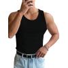 imageOYOANGLE Mens Rib Knit Scoop Neck Sleeveless Tank Top Basic Solid Fitted Vest Tops Muscle UndershirtsBlack