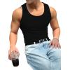 imageOYOANGLE Mens Rib Knit Scoop Neck Sleeveless Tank Top Basic Solid Fitted Vest Tops Muscle UndershirtsBlack