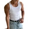 imageOYOANGLE Mens Rib Knit Scoop Neck Sleeveless Tank Top Basic Solid Fitted Vest Tops Muscle UndershirtsWhite