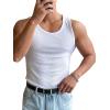 imageOYOANGLE Mens Rib Knit Scoop Neck Sleeveless Tank Top Basic Solid Fitted Vest Tops Muscle UndershirtsWhite