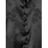 imageOYOANGLE Mens Satin Floral Print Button Down Front Lapel Collar Solid Short Sleeve ShirtBlack