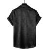 imageOYOANGLE Mens Satin Floral Print Button Down Front Lapel Collar Solid Short Sleeve ShirtBlack