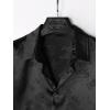 imageOYOANGLE Mens Satin Floral Print Button Down Front Lapel Collar Solid Short Sleeve ShirtBlack