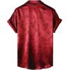 imageOYOANGLE Mens Satin Floral Print Button Down Front Lapel Collar Solid Short Sleeve ShirtBurgundy