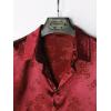 imageOYOANGLE Mens Satin Floral Print Button Down Front Lapel Collar Solid Short Sleeve ShirtBurgundy