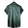 imageOYOANGLE Mens Satin Floral Print Button Down Front Lapel Collar Solid Short Sleeve ShirtDark Green