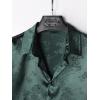 imageOYOANGLE Mens Satin Floral Print Button Down Front Lapel Collar Solid Short Sleeve ShirtDark Green