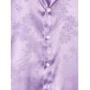 imageOYOANGLE Mens Satin Floral Print Button Down Front Lapel Collar Solid Short Sleeve ShirtLilac Purple