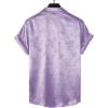 imageOYOANGLE Mens Satin Floral Print Button Down Front Lapel Collar Solid Short Sleeve ShirtLilac Purple