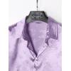 imageOYOANGLE Mens Satin Floral Print Button Down Front Lapel Collar Solid Short Sleeve ShirtLilac Purple