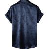 imageOYOANGLE Mens Satin Floral Print Button Down Front Lapel Collar Solid Short Sleeve ShirtNavy Blue