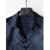 imageOYOANGLE Mens Satin Floral Print Button Down Front Lapel Collar Solid Short Sleeve ShirtNavy Blue