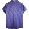 imageOYOANGLE Mens Satin Floral Print Button Down Front Lapel Collar Solid Short Sleeve ShirtPurple Solid
