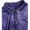 imageOYOANGLE Mens Satin Floral Print Button Down Front Lapel Collar Solid Short Sleeve ShirtPurple Solid