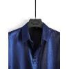 imageOYOANGLE Mens Satin Floral Print Button Down Front Lapel Collar Solid Short Sleeve ShirtRoyal Blue