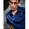 imageOYOANGLE Mens Satin Floral Print Button Down Front Lapel Collar Solid Short Sleeve ShirtRoyal Blue