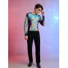 imageOYOANGLE Mens See Through Long Sleeve Round Neck T Shirts Sheer Mesh Partywear Rave Crop TopsBlue Multi