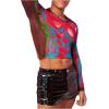 imageOYOANGLE Mens See Through Long Sleeve Round Neck T Shirts Sheer Mesh Partywear Rave Crop TopsHot Pink