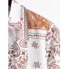 imageOYOANGLE Mens Short Sleeve Hawaiian Shirt Paisley Print Casual Button Down Aloha ShirtKhaki and Beige