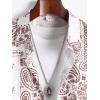 imageOYOANGLE Mens Short Sleeve Hawaiian Shirt Paisley Print Casual Button Down Aloha ShirtKhaki and Beige