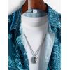 imageOYOANGLE Mens Short Sleeve Hawaiian Shirt Paisley Print Casual Button Down Aloha ShirtTeal Blue