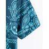 imageOYOANGLE Mens Short Sleeve Hawaiian Shirt Paisley Print Casual Button Down Aloha ShirtTeal Blue