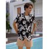imageOYOANGLE Mens Short Sleeve Hawaiian Shirt Tropical Casual Button Down Aloha ShirtBlack