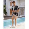 imageOYOANGLE Mens Short Sleeve Hawaiian Shirt Tropical Casual Button Down Aloha ShirtBlack