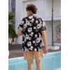 imageOYOANGLE Mens Short Sleeve Hawaiian Shirt Tropical Casual Button Down Aloha ShirtBlack