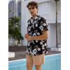 imageOYOANGLE Mens Short Sleeve Hawaiian Shirt Tropical Casual Button Down Aloha ShirtBlack
