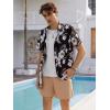 imageOYOANGLE Mens Short Sleeve Hawaiian Shirt Tropical Casual Button Down Aloha ShirtBlack