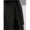 imageOYOANGLE Mens Skirt Pants Elastic Drawstring Waist Irregular Hem Wide Leg Trousers Loose Harem PantsBlack