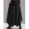 imageOYOANGLE Mens Skirt Pants Elastic Drawstring Waist Irregular Hem Wide Leg Trousers Loose Harem PantsBlack