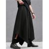 imageOYOANGLE Mens Skirt Pants Elastic Drawstring Waist Irregular Hem Wide Leg Trousers Loose Harem PantsBlack