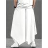 imageOYOANGLE Mens Skirt Pants Elastic Drawstring Waist Irregular Hem Wide Leg Trousers Loose Harem PantsWhite