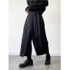 imageOYOANGLE Mens Skirt Pants Tie Waisted Wide Leg Cropped Harem Pants Y2k Hipple TrousersBlack