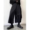 imageOYOANGLE Mens Skirt Pants Tie Waisted Wide Leg Cropped Harem Pants Y2k Hipple TrousersBlack