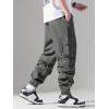 imageOYOANGLE Mens Solid Drawstring Waist Flap Pocket Streetwear Cargo Pants Sports Outdoor Jogger TrousersGrey