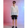 imageOYOANGLE Mens Solid Hollow Out See Through Party Clubwear Long Sleeve V Neck Shirt TopWhite