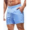 imageOYOANGLE Mens Solid Quick Dry Swim Trunks Drawstring Waist Beach Pool Board ShortsPastel Blue