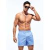 imageOYOANGLE Mens Solid Quick Dry Swim Trunks Drawstring Waist Beach Pool Board ShortsPastel Blue
