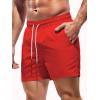 imageOYOANGLE Mens Solid Quick Dry Swim Trunks Drawstring Waist Beach Pool Board ShortsRed
