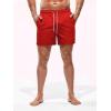 imageOYOANGLE Mens Solid Quick Dry Swim Trunks Drawstring Waist Beach Pool Board ShortsRed