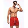 imageOYOANGLE Mens Solid Quick Dry Swim Trunks Drawstring Waist Beach Pool Board ShortsRed