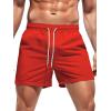 imageOYOANGLE Mens Solid Quick Dry Swim Trunks Drawstring Waist Beach Pool Board ShortsRed