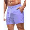 imageOYOANGLE Mens Solid Quick Dry Swim Trunks Drawstring Waist Beach Pool Board ShortsViolet Purple