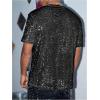 imageOYOANGLE Mens Sparkly Sequin Shirt Crew Neck Short Sleeve Shiny Tee Tops Nightclub Glitter T ShirtsBlack