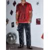 imageOYOANGLE Mens Sparkly Sequin Shirt Crew Neck Short Sleeve Shiny Tee Tops Nightclub Glitter T ShirtsRed