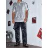 imageOYOANGLE Mens Sparkly Sequin Shirt Crew Neck Short Sleeve Shiny Tee Tops Nightclub Glitter T ShirtsSilver