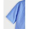 imageOYOANGLE Mens Striped Print Button Down Short Sleeve Flap Pocket Crop Shirt TopsBlue
